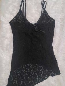 Black Lace Asymmetrical Cami Top