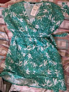 Floral Green Wrap Dress