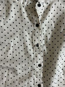 White Polka Dotted Button Down Top