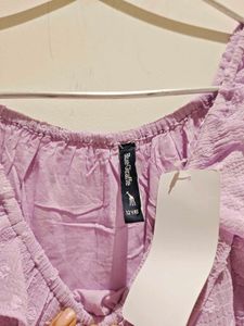 Embroidered Lavender Top