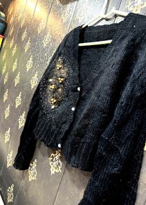 Embellished Black Cardigan👀🦅