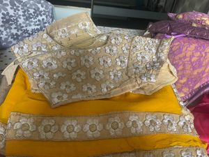 Pure Georgette Yellow Saree