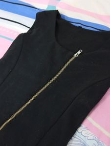 ZIPPER BLACK BODYCON DRESS