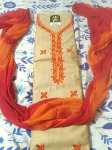 New Unstitched Cotton Shalwar Suit With Dupatta