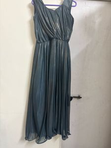 Elegant Silver Maxi Dress- Handmade