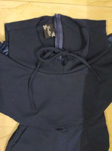 Elegant Navy Blue Cape Jumpsuit