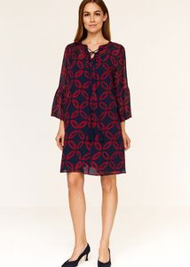 Chic Navy & Red Sheer Dress