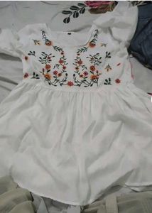 White Embroidered Floral Dress