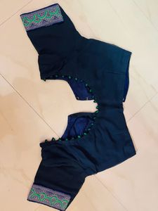 Blue Blouse With Beautiful Back Design