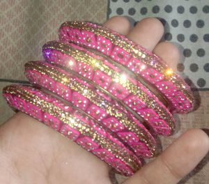 Stunning Pink Rhinestone Bangles Set Elegan,sparkl