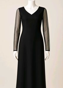 Black Long Kurti With Net Slevees