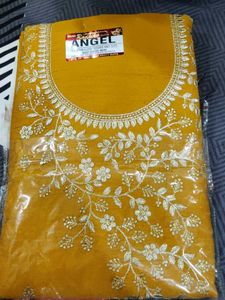Golden Embroidery Mustard Colour  Unstitched Suit