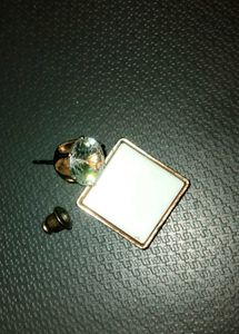 White Square Earrings