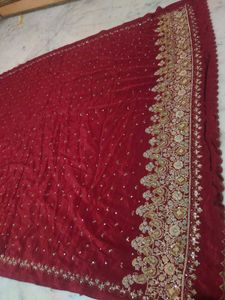 Zardozi Red Saree 😍 No Blouse