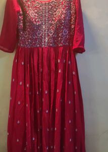 Elegant Red Embroidered Dress