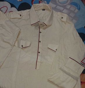 Vintage Cream Button-Down Punjabi.