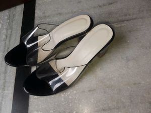 Clear Heel Mules - Size 4