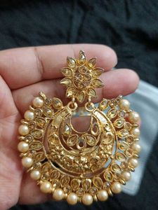 Golden Pearl Drop Earrings- Never used before