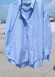 Striped Blue Button-Down Shirt