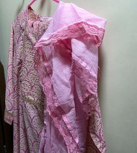 Biba Pink Printed Kurta Set