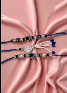 Evil Eye Beaded Bhaiya Bhabhi Rakhi Set