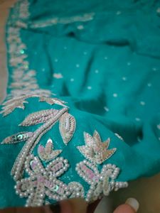 Moti Work Beautiful Design Saree No Blouse