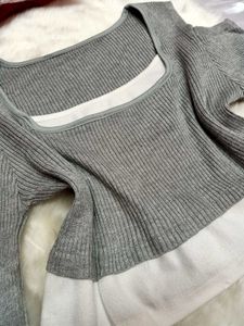 🤍Gray Cold Shoulder Crop Top🤍