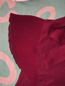 Burgundy Bow Tie Blouse