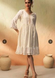 White Embroidered Tassel Tunic