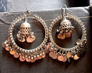 Silver Jhumka Earrings Set
