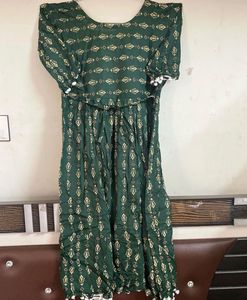 Green Printed Kurti Dress