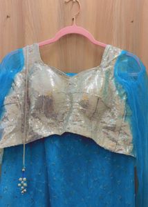 Elegant Blue Embellished Saree