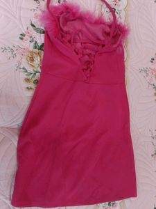 Pink Feather Trim Dress 24-26 bust