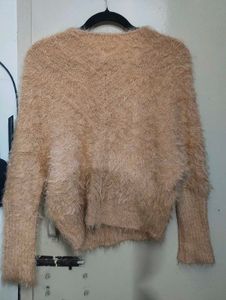 Fluffy Sweater with Lace Collar