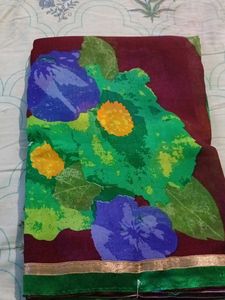 Floral Maroon Saree