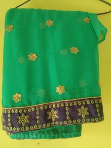 Green Embroidered Saree
