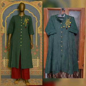 🇳🇿💫💗Green Embroidered Kurti
