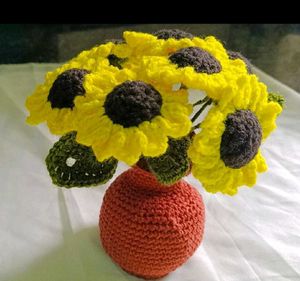 Crochet Rose Flowers With Pot