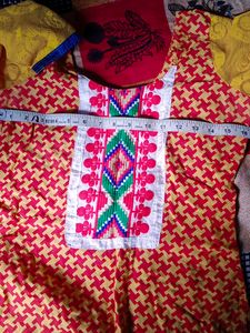 Mustard &amp; Red colors Kurti