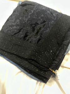 Elegant Black Embellished Saree