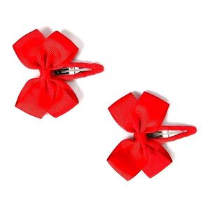 White Bow Hair Clips - Set of 2