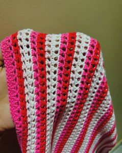Crochet Knit Pink White Top