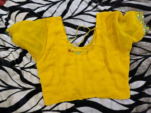 Saree With Designer Back Blouse + 6 Clutchers