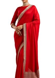 Trending saree 💓Red silk blend zari work w