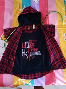 Kids Boy Shirt With Attached Tshirt And BLUE JEANS