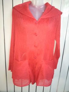 Stylish Red Pleated Fabric Shirt