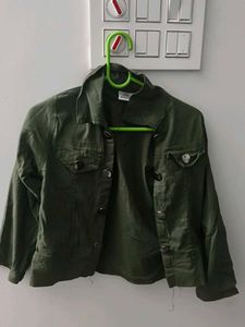 Striped Dress with Olive Jacket