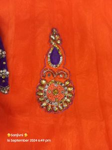 Stunning Orange &amp; Purple Designer Anarkali Suit fo