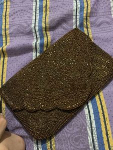 Party Wear Brown Bag With  Beautiful Embroidery