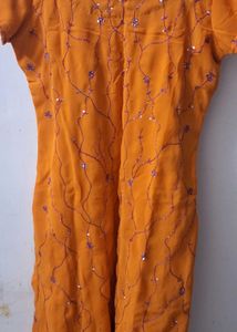 Orange Embroidered Kurta